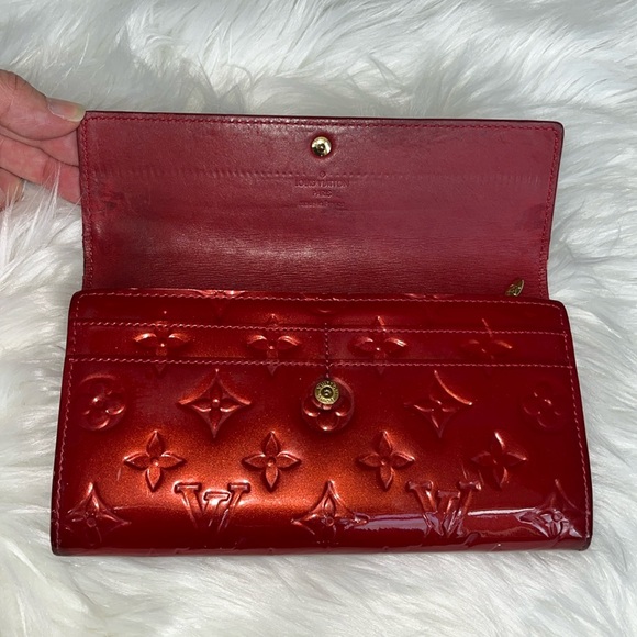 LV Louis Vuitton Cherry Red Vernis Long Wallet with LV Dust Bag - Picture 6 of 17